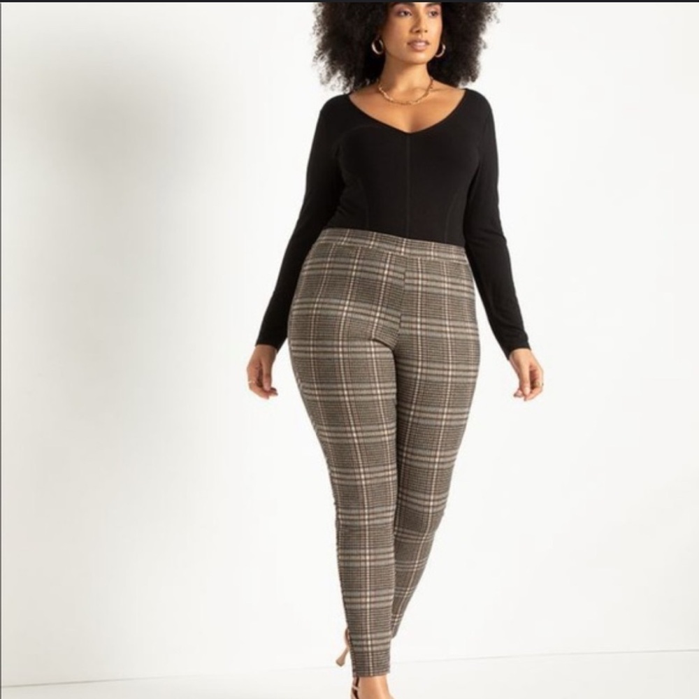 Eloquii Women's Checkered Leggings in Black and Brown